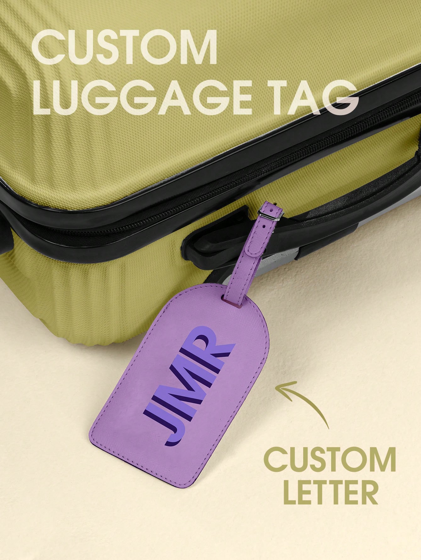 Luggage Tag Leather - Personalisierter Kofferanhänger mit Initialen, individueller Buchstaben-Anhänger