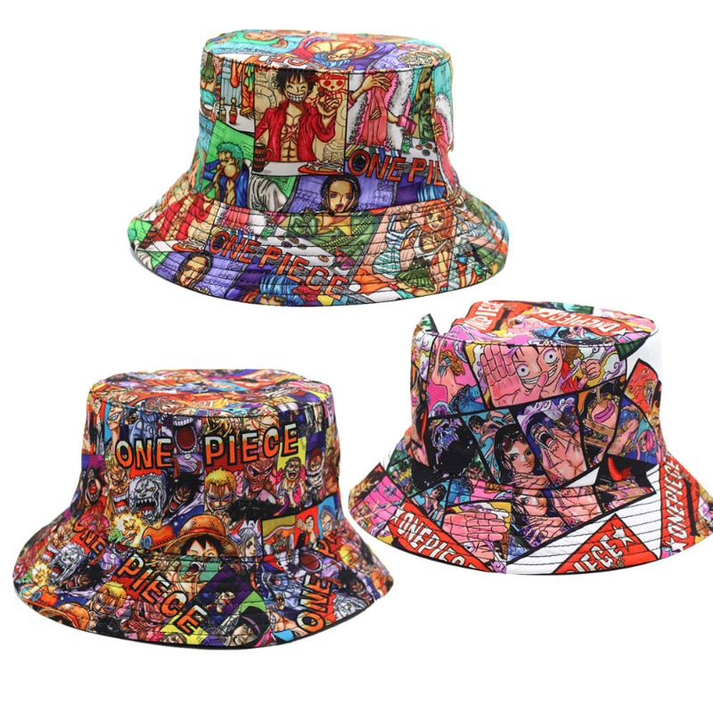 Travel Accessories Gift Set - Niedlicher Cartoon-Piraten-Print Bucket Hat im Kawaii-Anime-Stil,
