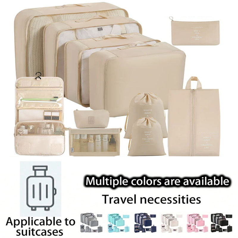 Shoe Bag Travel - Reise-Aufbewahrungstaschen-Set 7/8/9/10-teilig Digitaler Toilettenartikel-Organizer Koffer-Packwürfel für