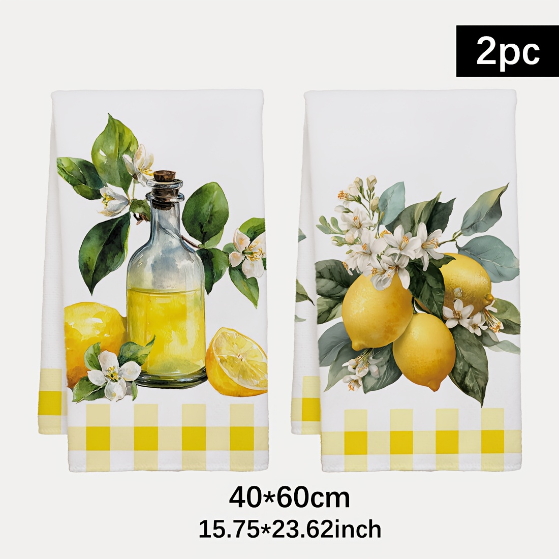 Travel Accessories Best - 2 Stück, Küchentücher mit Zitronen-Blumenmuster, beste