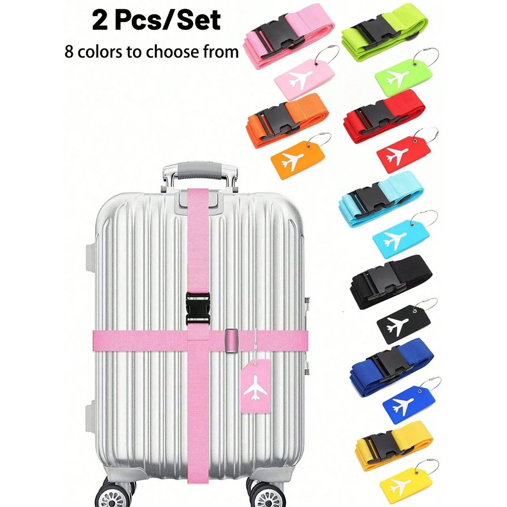Luggage Strap Belt - Gepäckgurtset mit Gepäckanhänger. Mehrere Farben von