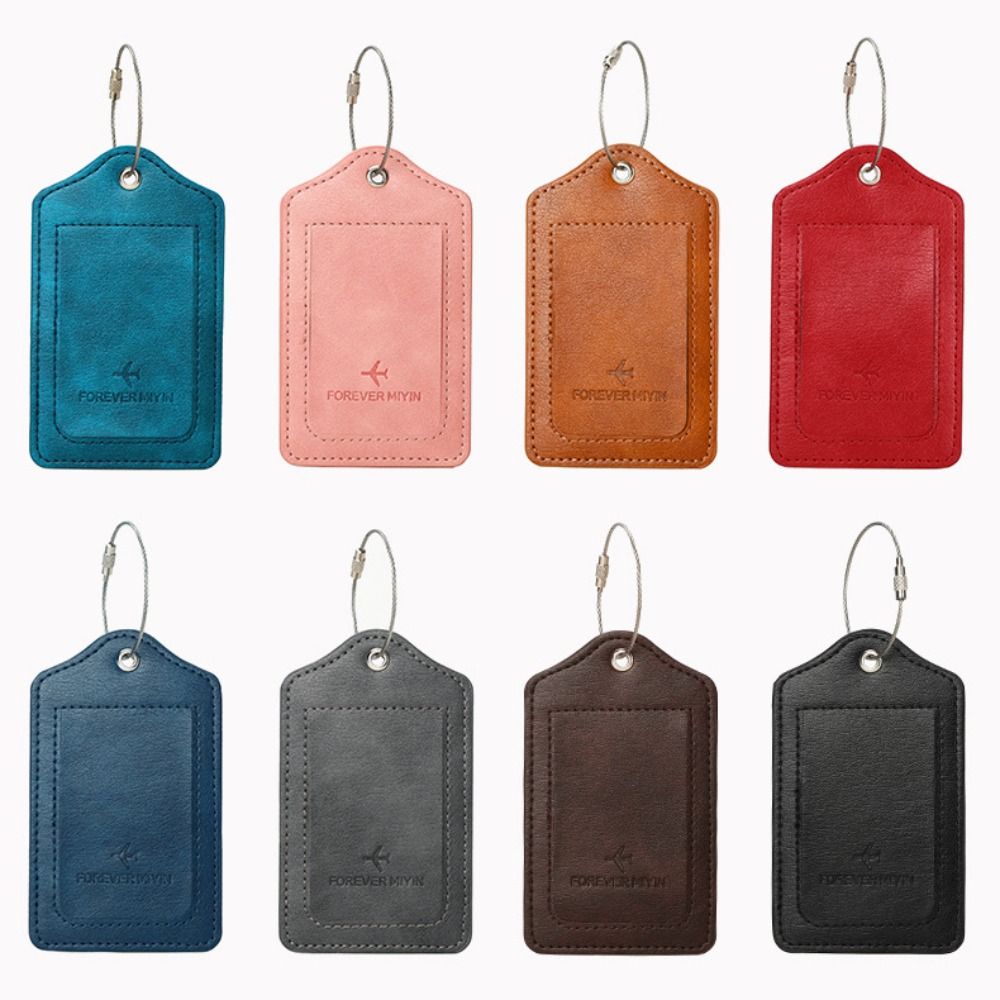 Luggage Tag Leather - Damen Herren Anti-Verlust Drahtseil-Schlaufe Leder-Gepäckanhänger Datenschutzabdeckung