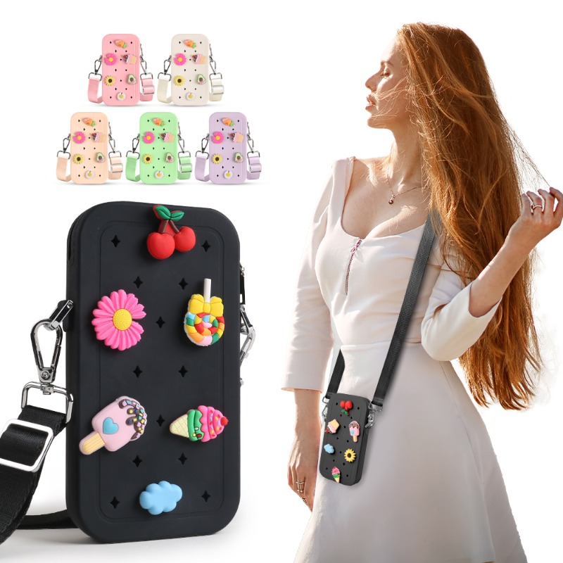 Travel Accessories Organizer - Multifunktionale Tragbare Silikon-Umhängetasche Wasserdichte Reißverschluss-Reisetasche Einfarbiger