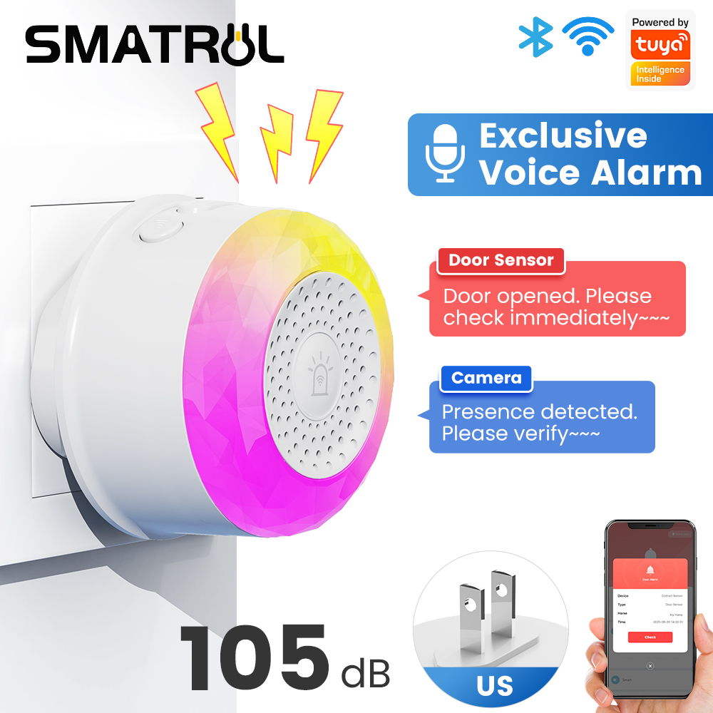 Travel Accessories Uk - SMATRUL Tuya WLAN-Schall- und Lichtalarmsensor mit