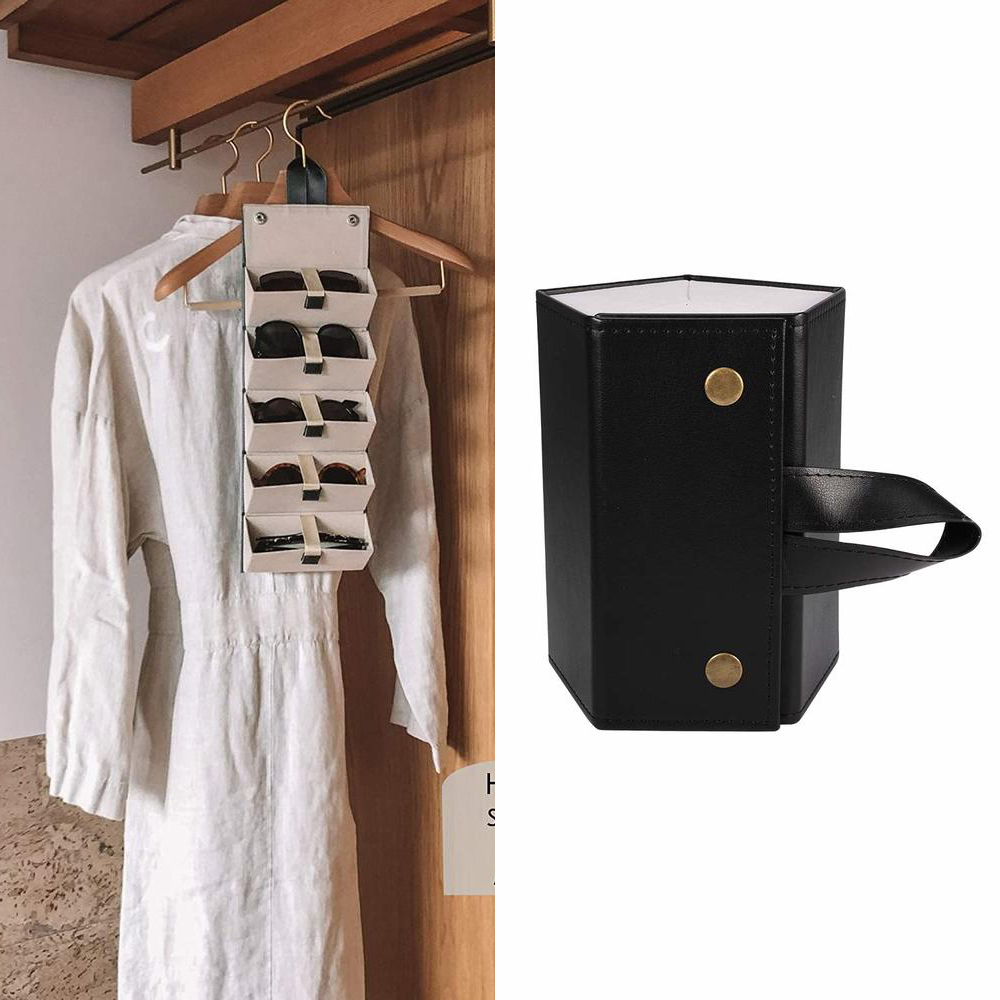 Travel Accessories Ideas - Brillenaufbewahrung, Brillenhalter, Reiseetui, PU-Material, Sonnenbrillen-Organizer für