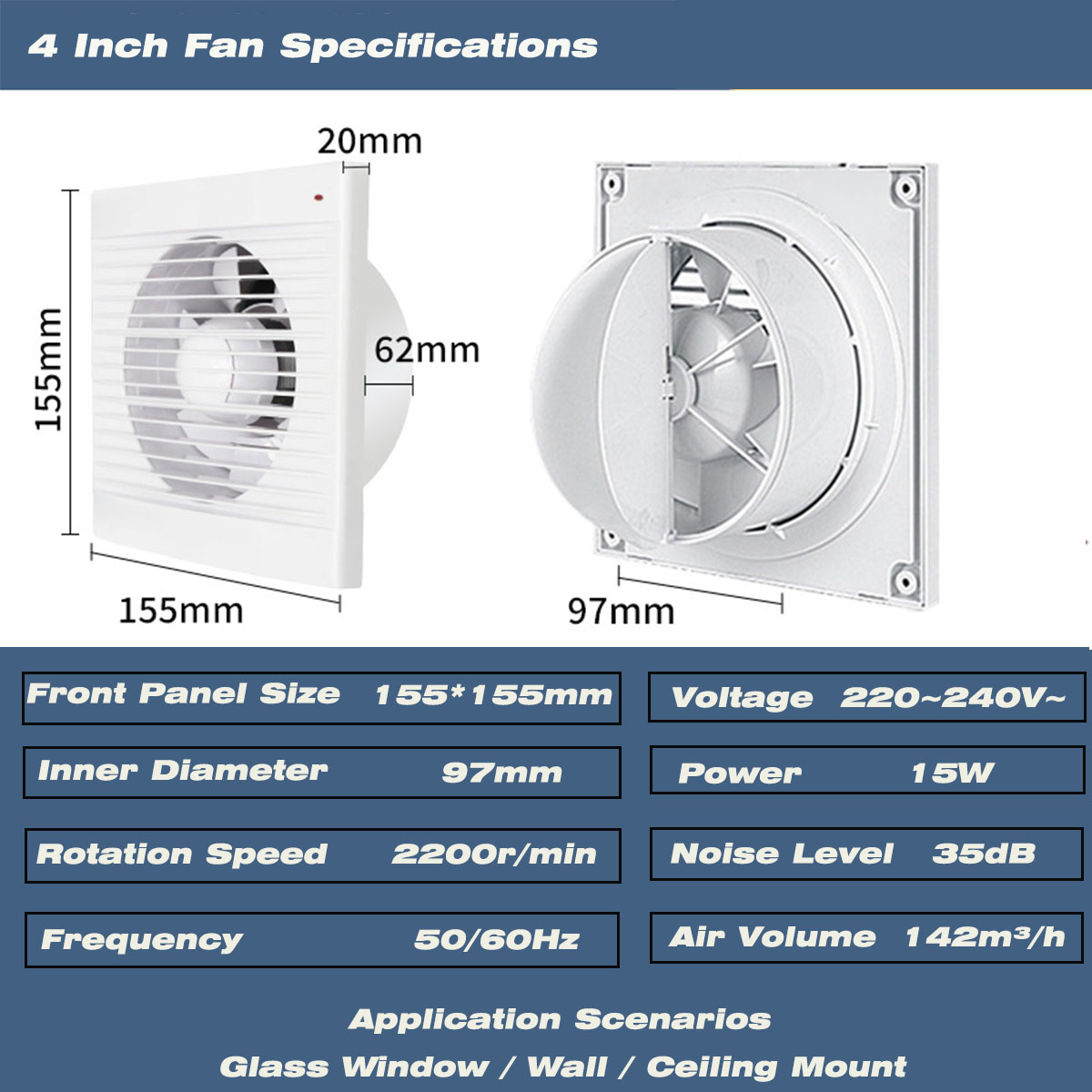 4 Zoll Geräuscharmer Fenster-A – Travel Accessories Uk Bewertung und Preis